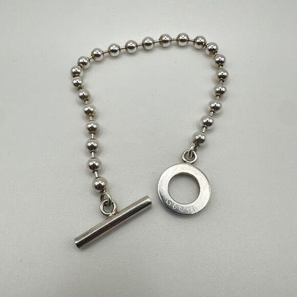 Authentic 7" Gucci Sterling Silver toggle bracelet w/ original dust bag and box! - Picture 3 of 16